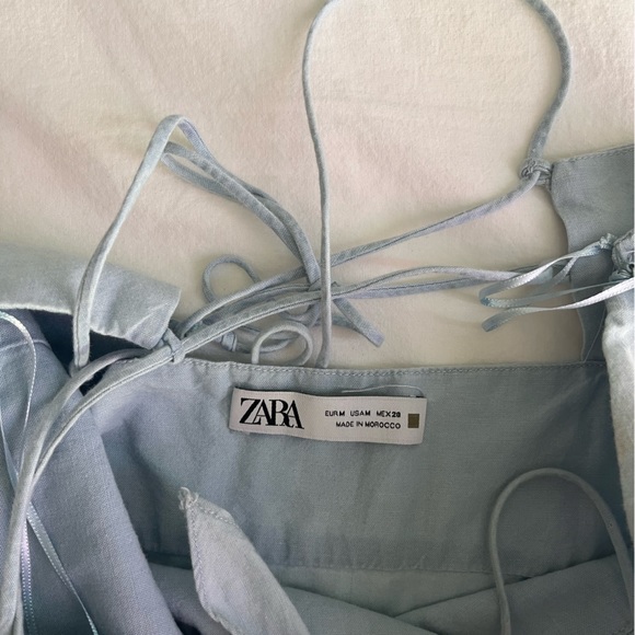 Zara linen blue midi dress with cutouts - Picture 7 of 7